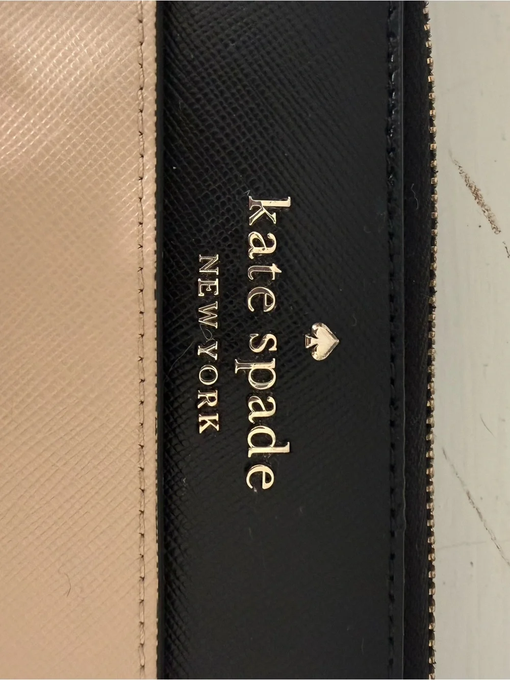 kate spade Two-Tone Beige and Black Saffiano Leather Wallet